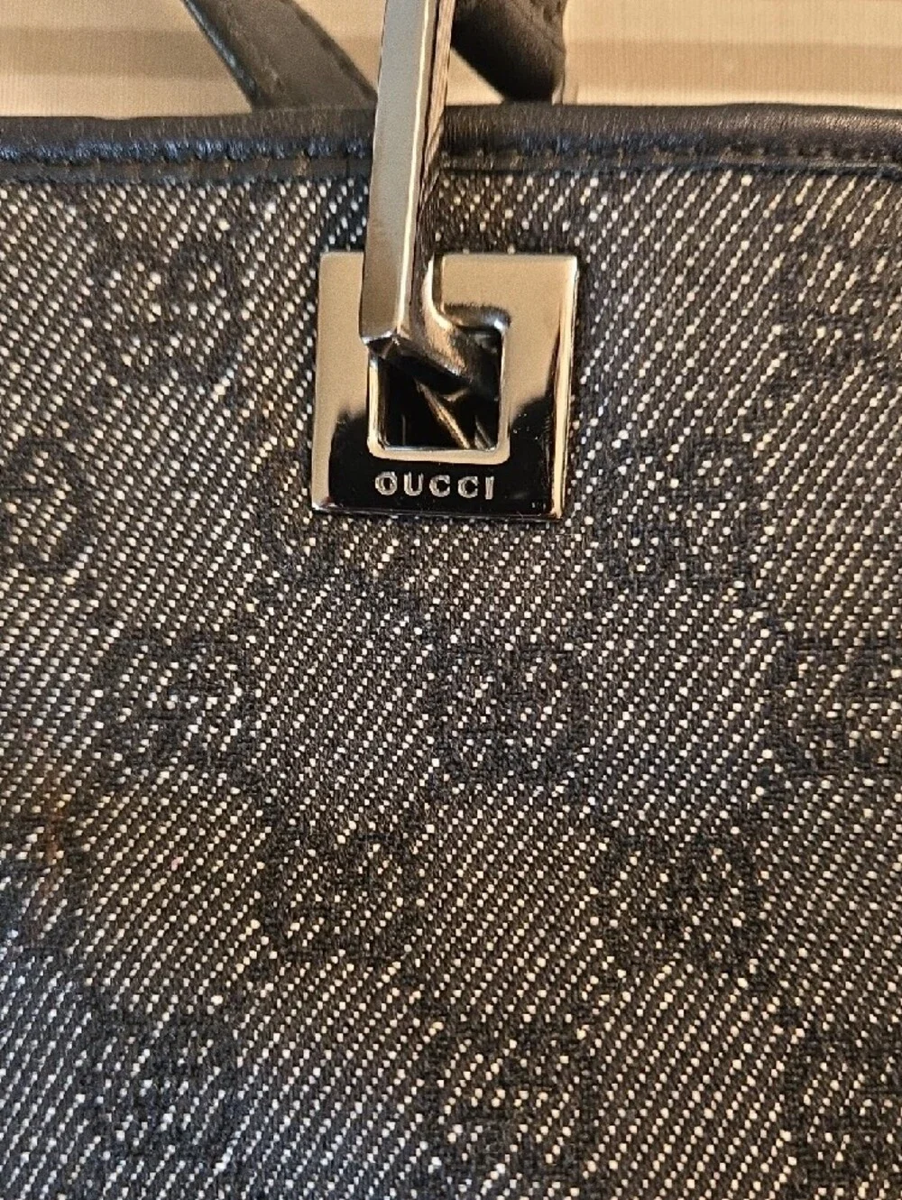 Designer Authentic Gucci Monogram Tote Bag in Charcoal Black - Picture 2 of 7